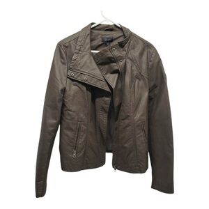 RD Style Women's Brown Moto Vegan Leather Jacket